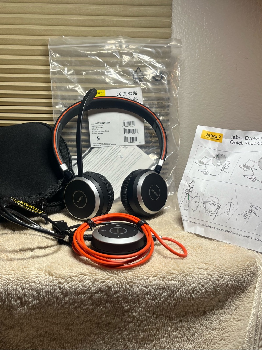 Jabra Evolve2 On-Ear Headphones - Black and Orange 369